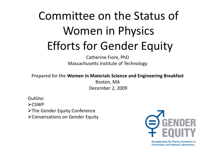 committee on the status of women in physics efforts for