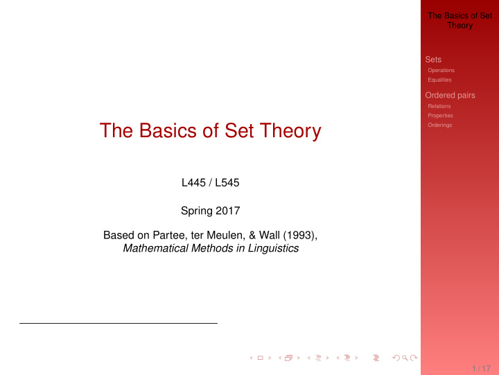 the basics of set theory