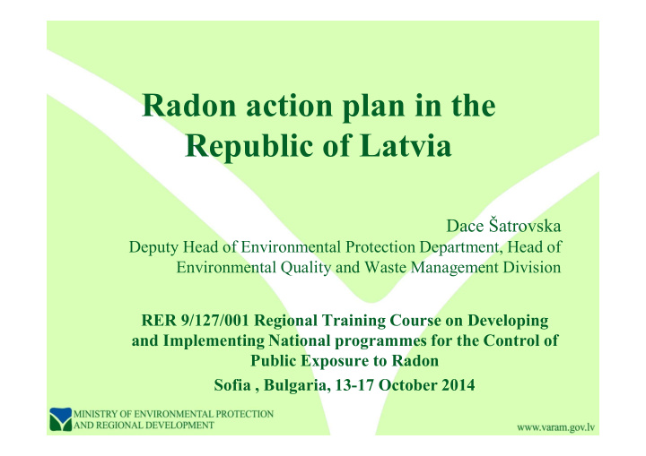 radon action plan in the republic of latvia