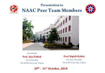 NAAC Peer Team Members  Presented by  Prof. Biplab Halder  Prof. Ajay Pathak  Pro-Vice Chancellor