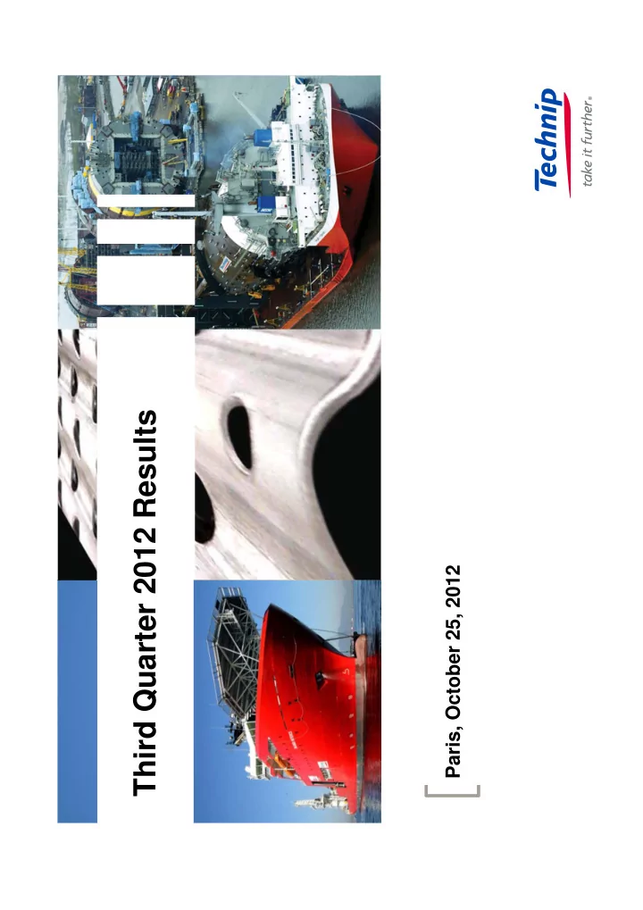 third quarter 2012 results