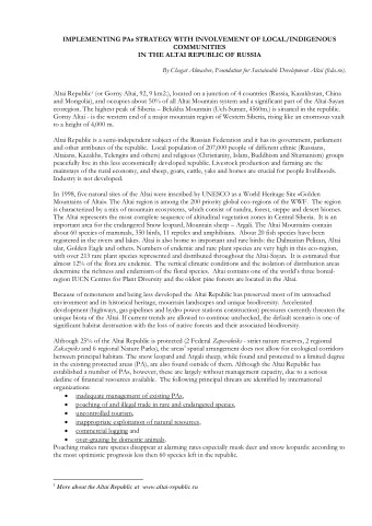 1 More about the Altai Republic at  www.altai-republic.ru Nature Parks (NP) comparatively with