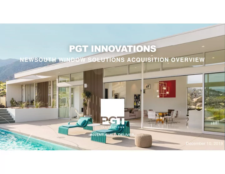 newsouth window solutions acquisition overview december