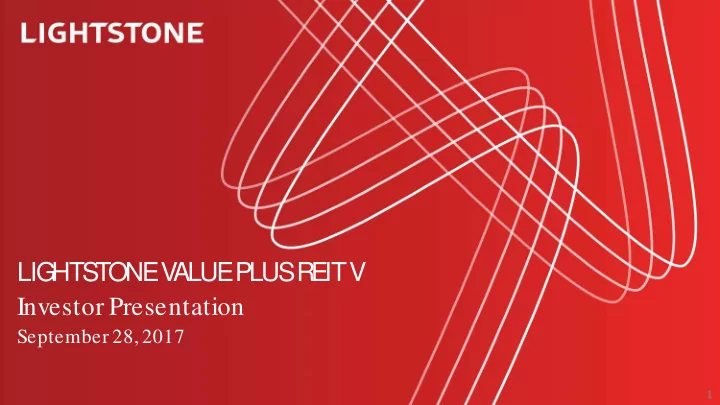 lig hts tone v alue plus r e it v investor presentation