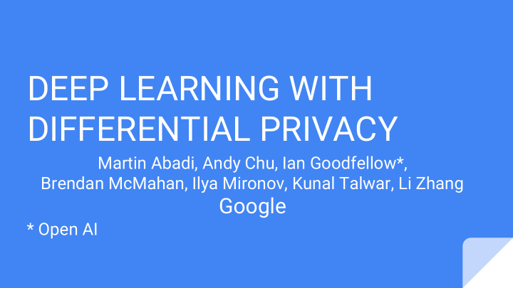 deep learning with differential privacy