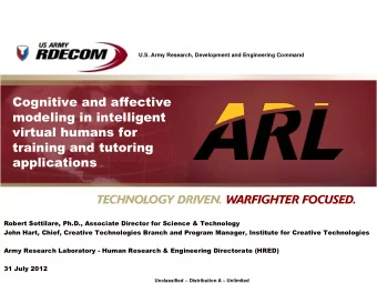 virtual humans for  training and tutoring applications  Robert Sottilare, Ph.D., Associate Director