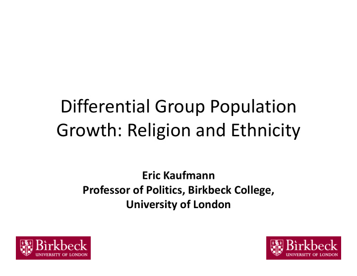 differential group population growth religion and