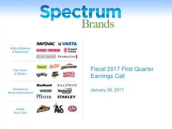 Hardware &amp;  January 26, 2017  Home Improvement  Global  Auto Care  Agenda   Introduction