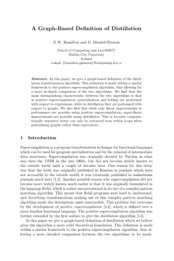 A Graph-Based Definition of Distillation  G.W. Hamilton and G. Mendel-Gleason  School of Computing