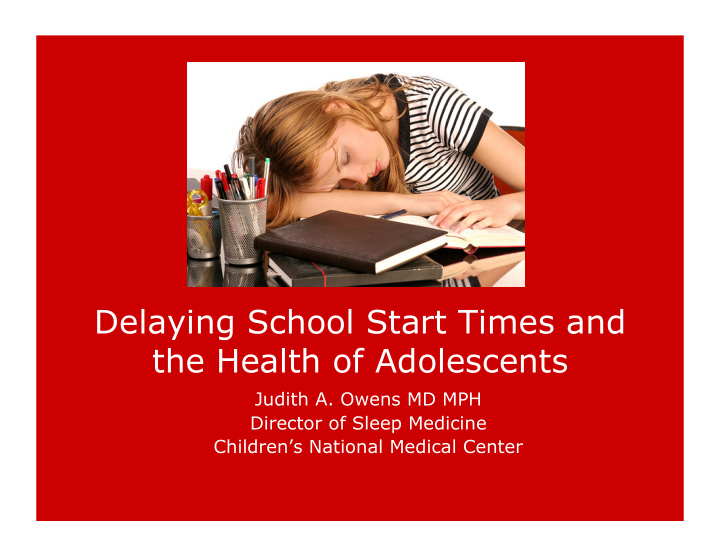 delaying school start times and the health of adolescents