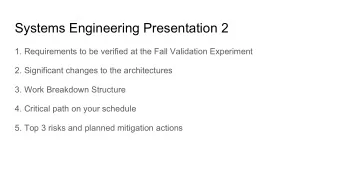 Systems Engineering Presentation 2  1. Requirements to be verified at the Fall Validation