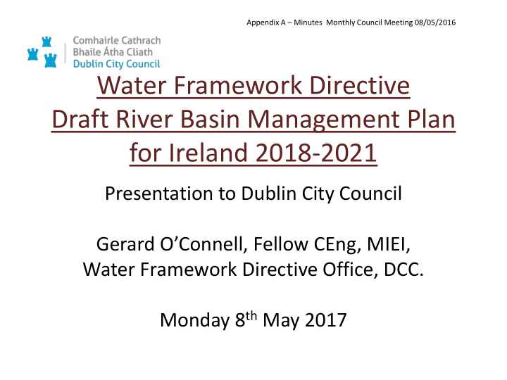 water framework directive draft river basin management