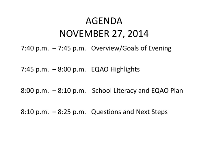 agenda november 27 2014