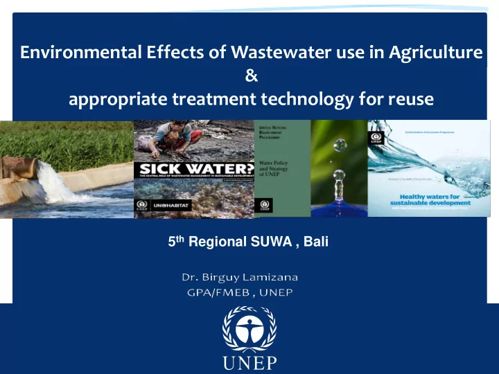 appropriate treatment technology for reuse 5 th regional