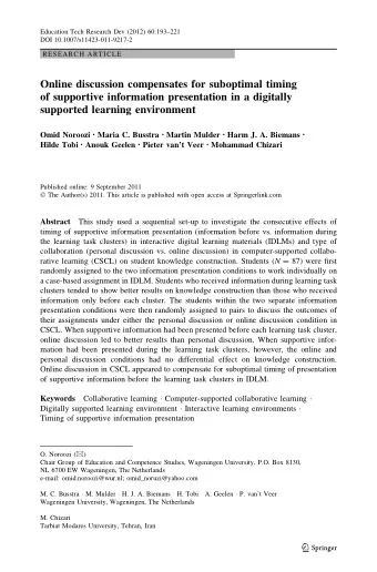 123  194  O. Noroozi et al.  The separate effects of interactive digital learning materials (IDLMs)