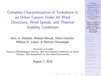 Complete Characterization of Turbulence in  Directions, Wind  Speeds, and  an Urban Canyon Under