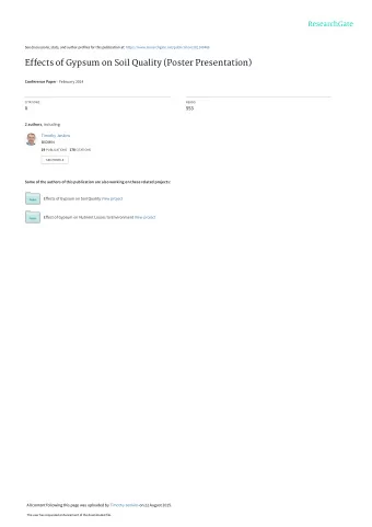 Effects of Gypsum on Soil Quality (Poster Presentation) Conference Paper  February 2014