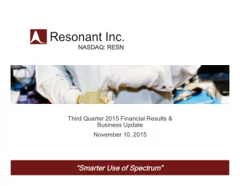 Outlin line  NASD  ASDAQ  AQ: RESN  ESN  Third Quarter 2015 Financial Results &amp;  Business