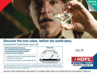 July 20  Table of Contents  Market Outlook    What is definition of Value for HDFC Capital