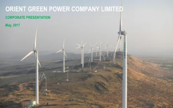 ORIENT GREEN POWER COMPANY LIMITED  CORPORATE PRESENTATION  May, 2017  Disclaimer This presentation
