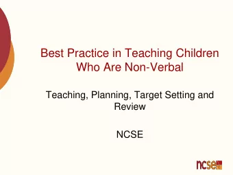 Best Practice in Teaching Children  Who Are Non-Verbal  Teaching, Planning, Target Setting and