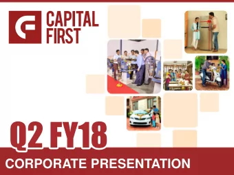 Q2 FY18  Q2 FY18  CORPORATE PRESENTATION  Disclaimer  This presentation has been prepared by and is