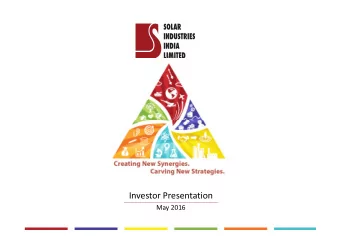 Investor Presentation  May 2016  Who we areA Snapshot !  Indias  One of the largest