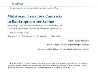Midstream Executory Contracts  in Bankruptcy After Sabine  Navigating Court Treatment of
