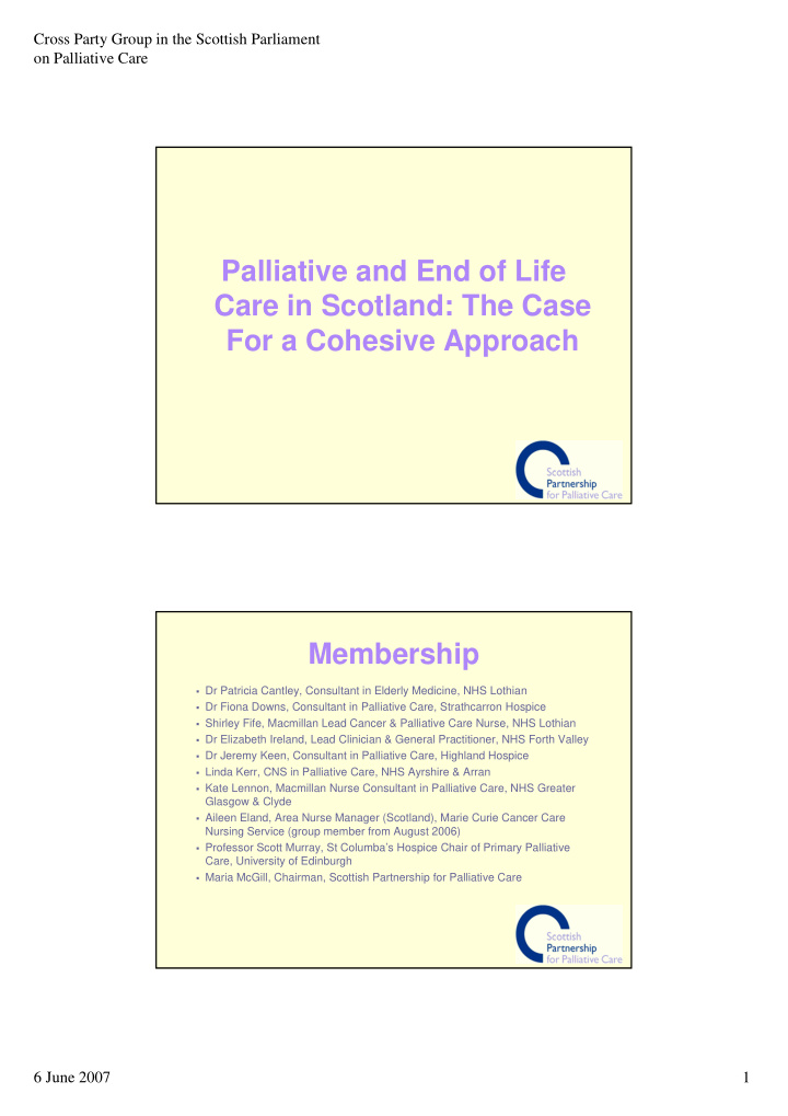palliative and end of life care in scotland the case for