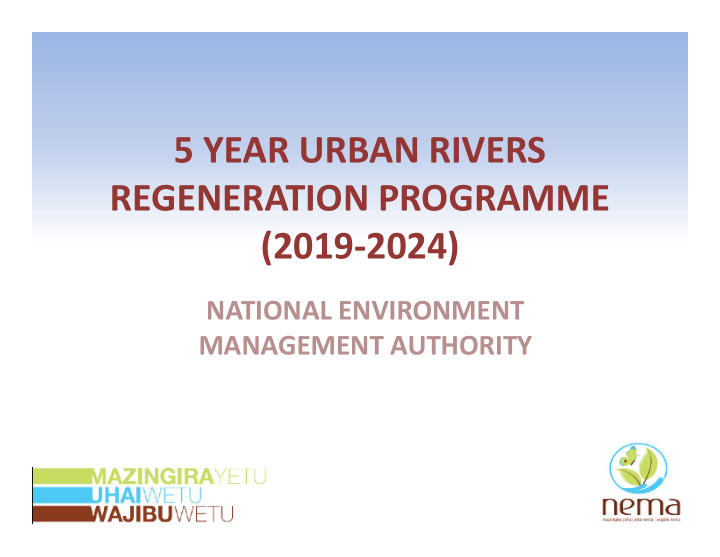 5 year urban rivers regeneration programme 2019 2024
