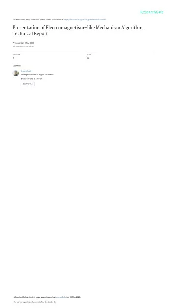 Presentation of Electromagnetism-like Mechanism Algorithm  Technical Report Presentation  May