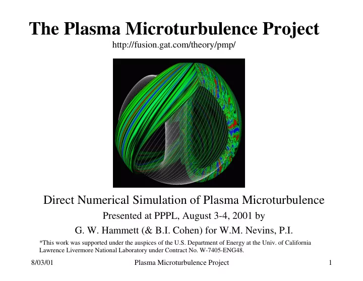 the plasma microturbulence project
