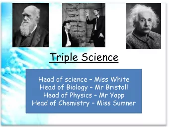 Triple Science Head of science  Miss White Head of Biology  Mr Bristoll Head of Physics