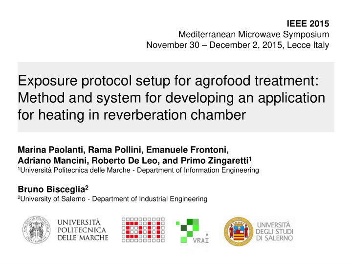 exposure protocol setup for agrofood treatment method and