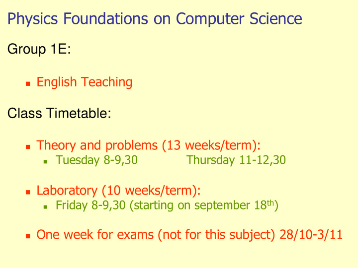 physics foundations on computer science