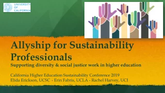 Allyship for Sustainability  Professionals  Supporting diversity &amp; social justice work in