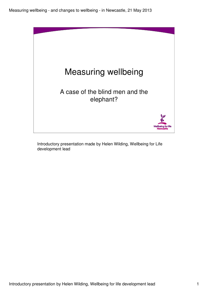measuring wellbeing