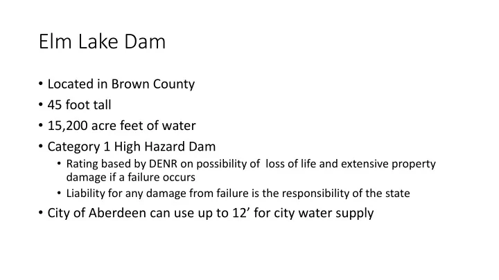 elm lake dam