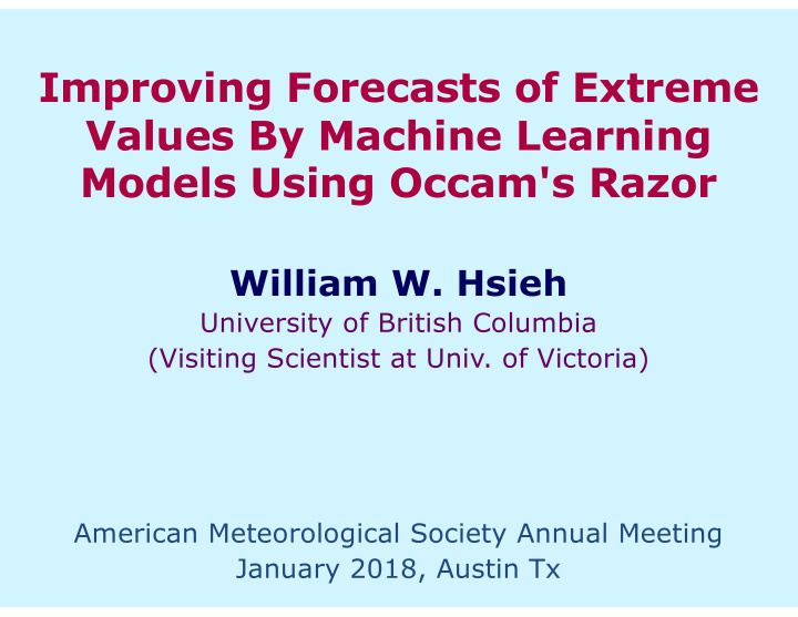 improving forecasts of extreme values by machine learning