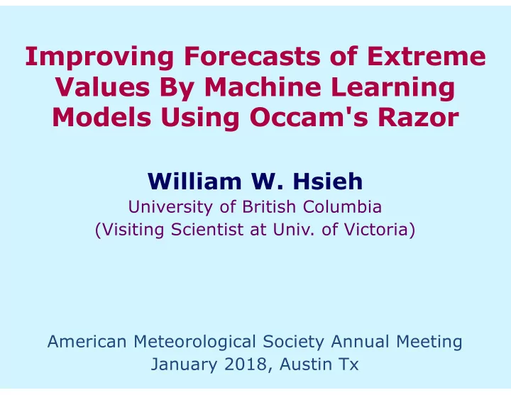 improving forecasts of extreme values by machine learning