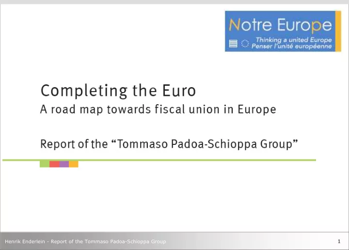 henrik enderlein report of the tommaso padoa schioppa