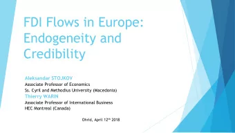 Endogeneity and  Credibility Aleksandar STOJKOV  Associate Professor of Economics  Ss. Cyril and