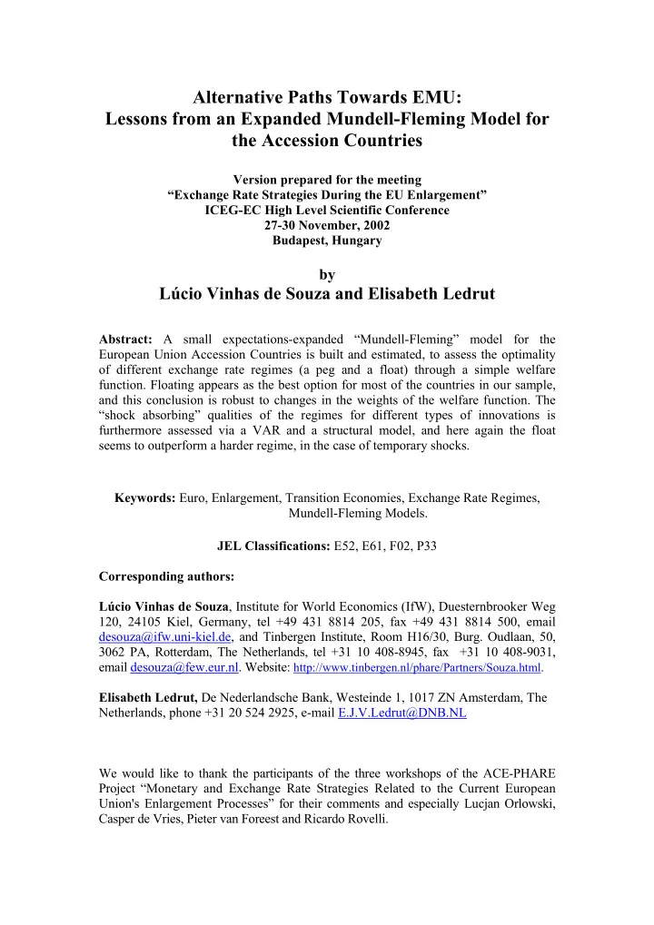 alternative paths towards emu lessons from an expanded