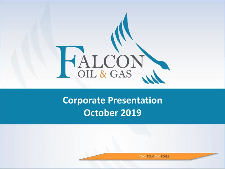 corporate presentation october 2019