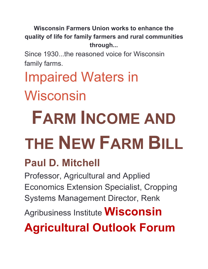 n wisconsin net farm income in 2010 2018f