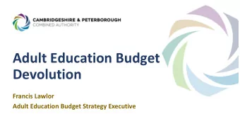 Adult Education Budget  Devolution  Francis Lawlor  Adult Education Budget Strategy Executive