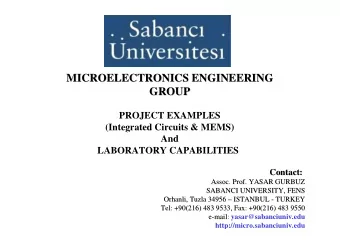 MICROELECTRONICS ENGINEERING  MICROELECTRONICS ENGINEERING  GROUP  GROUP  PROJECT EXAMPLES