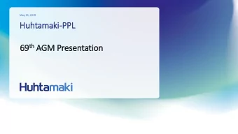 Huhtamaki-PPL th AGM Presentatio 69 th  69  ion  Financial Highlights Year 2018  INR in Mn  Year