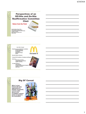 Chair  Notes from the Field  Diane M. Calhoun-French, Ph.D.  Vice President for Academic Affairs