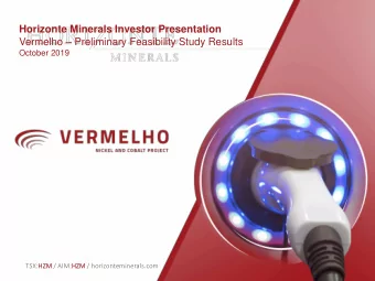 Horizonte Minerals Investor Presentation Vermelho  Preliminary Feasibility Study Results